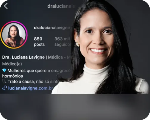 Perfil Instagram da Dra. Luciana Lavigne com 363 mil seguidores